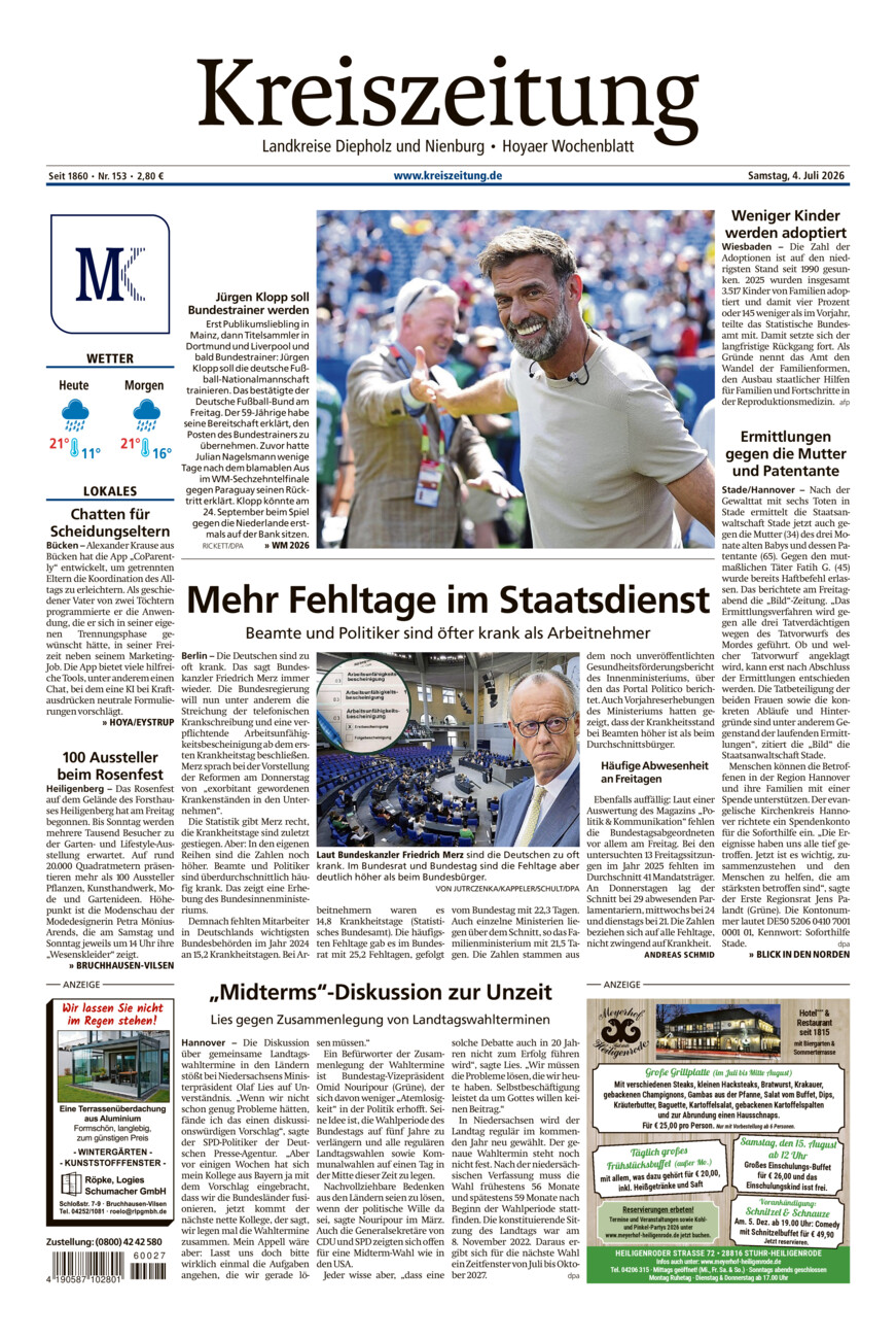 Kreiszeitung Bruchh.-Vilsen/Hoya vom Samstag, 04.07.2026