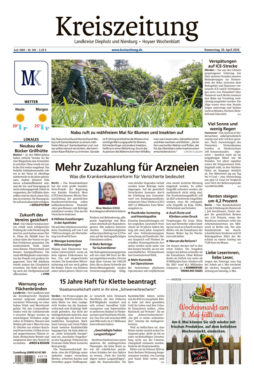 Kreiszeitung Bruchh.-Vilsen/Hoya vom Donnerstag, 30.04.2026