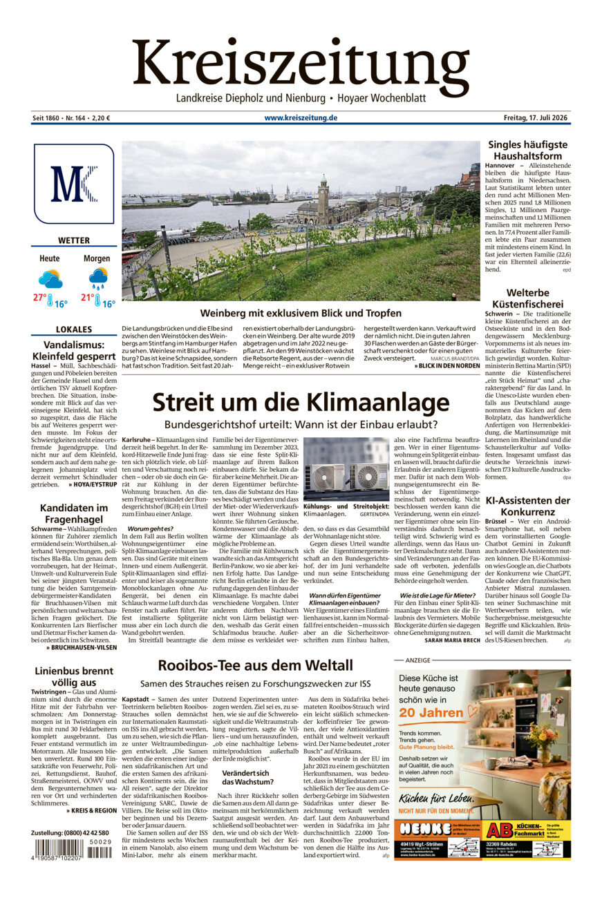 Kreiszeitung Bruchh.-Vilsen/Hoya vom Freitag, 17.07.2026