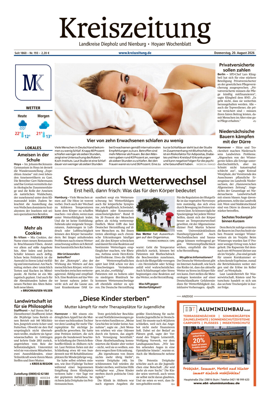 Kreiszeitung Bruchh.-Vilsen/Hoya vom Donnerstag, 20.08.2026