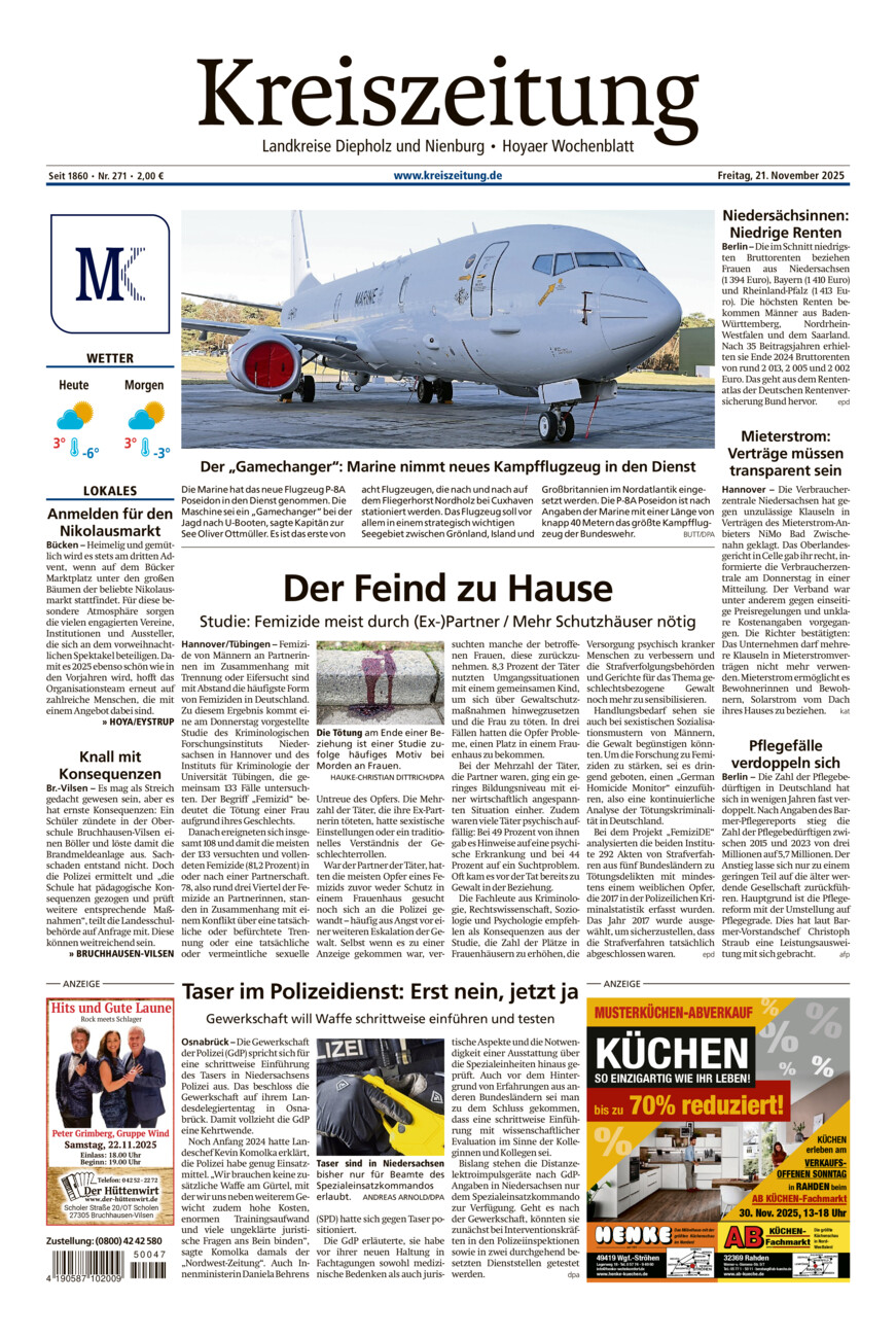 Kreiszeitung Bruchh.-Vilsen/Hoya vom Freitag, 21.11.2025