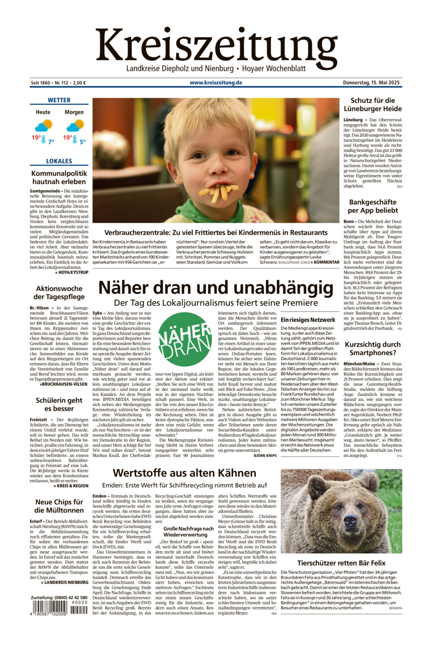 Kreiszeitung Bruchh.-Vilsen/Hoya vom Donnerstag, 15.05.2025