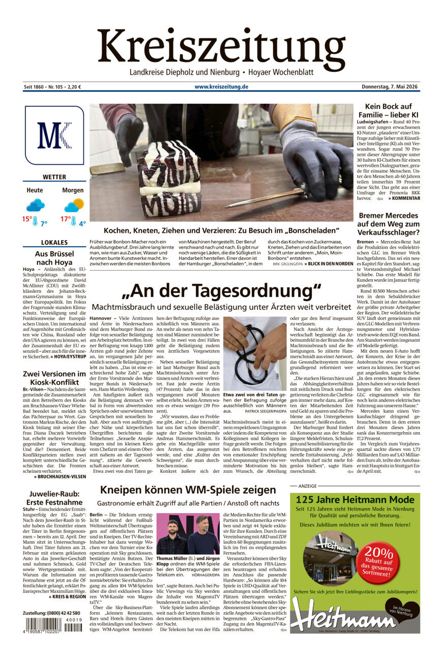 Kreiszeitung Bruchh.-Vilsen/Hoya vom Donnerstag, 07.05.2026