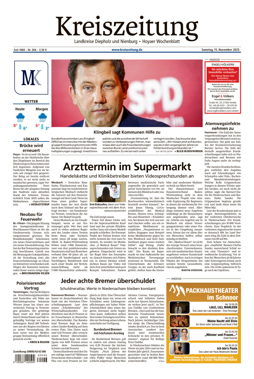 Kreiszeitung Bruchh.-Vilsen/Hoya vom Samstag, 15.11.2025
