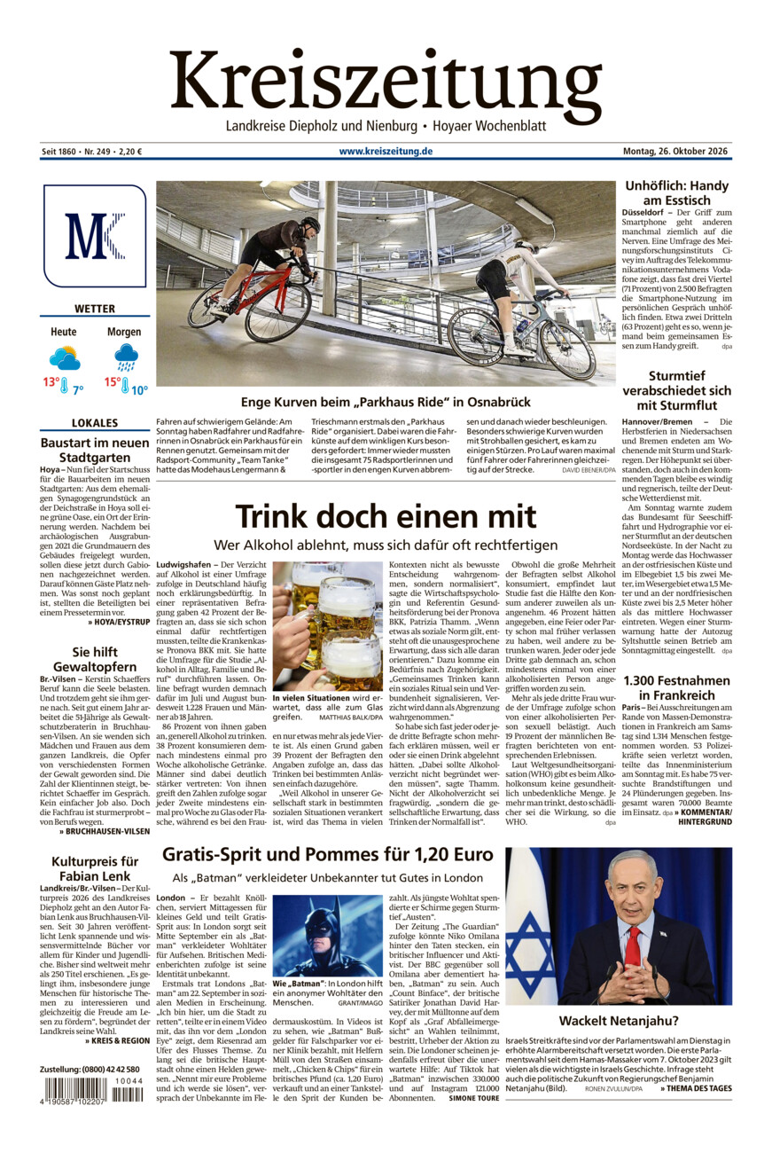 Kreiszeitung Bruchh.-Vilsen/Hoya vom Montag, 26.10.2026