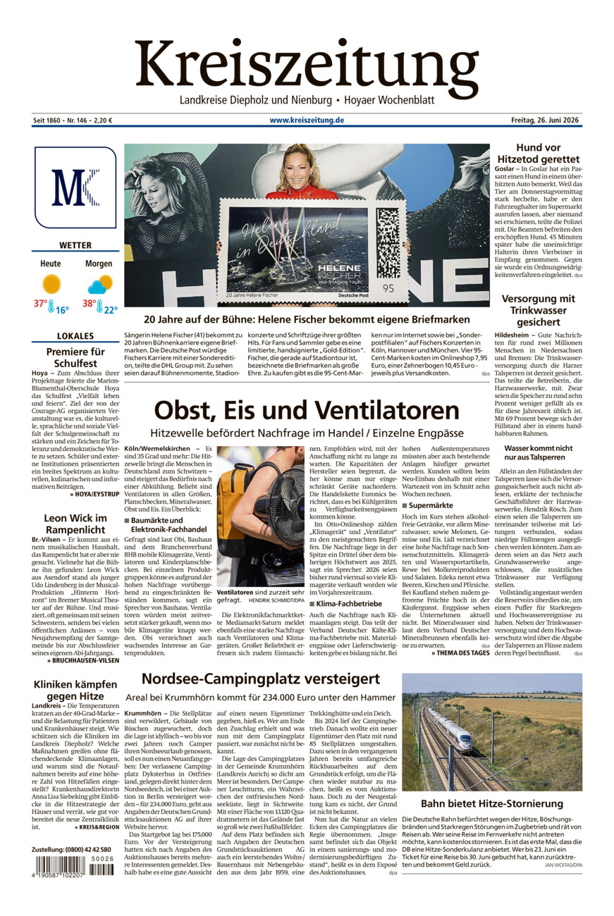 Kreiszeitung Bruchh.-Vilsen/Hoya vom Freitag, 26.06.2026