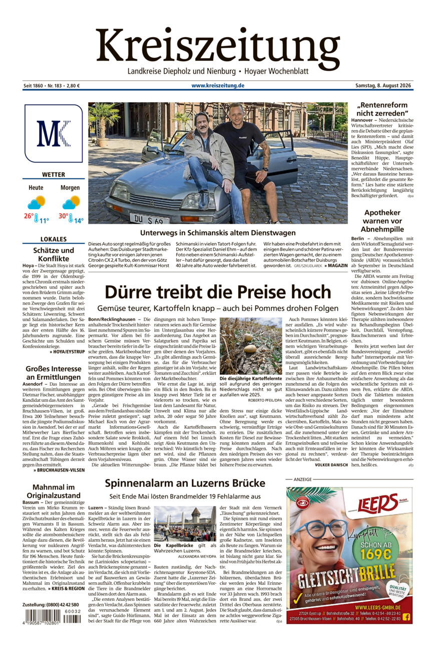 Kreiszeitung Bruchh.-Vilsen/Hoya vom Samstag, 08.08.2026