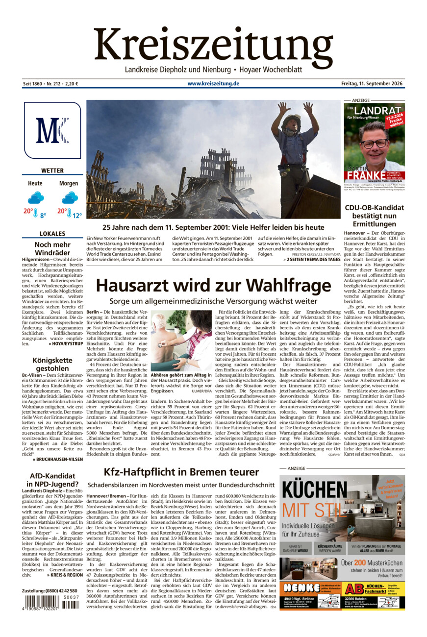 Kreiszeitung Bruchh.-Vilsen/Hoya vom Freitag, 11.09.2026