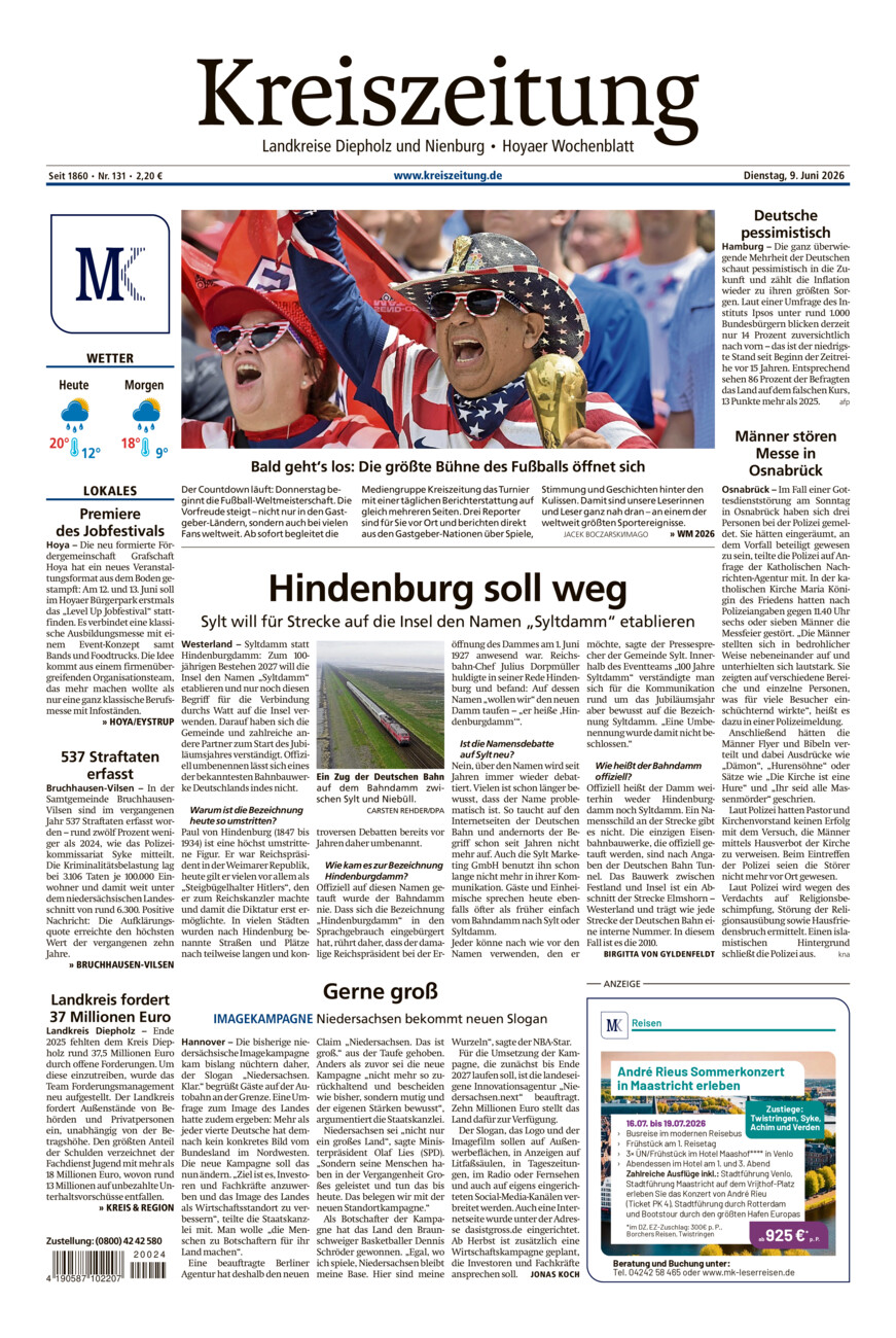 Kreiszeitung Bruchh.-Vilsen/Hoya vom Dienstag, 09.06.2026