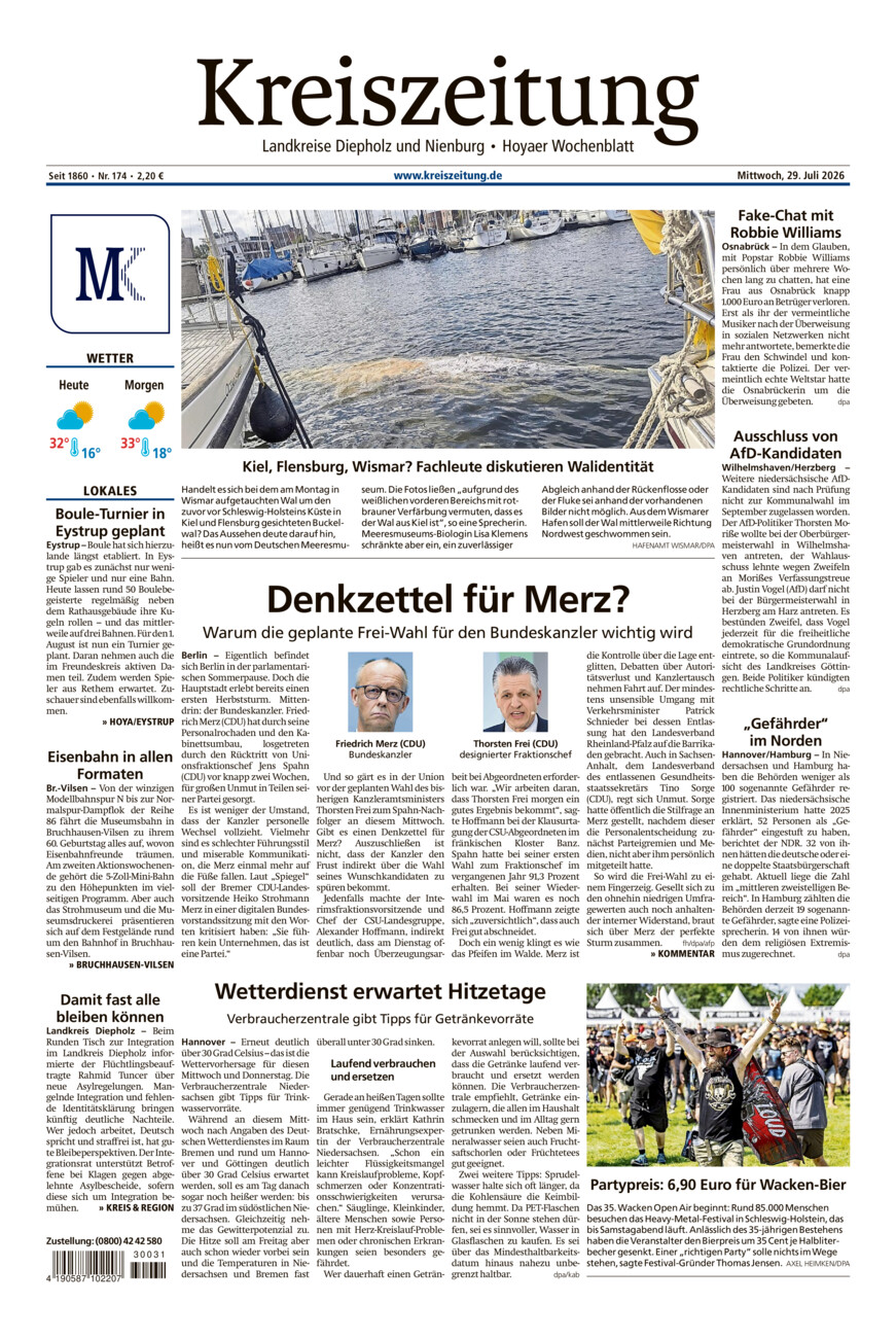 Kreiszeitung Bruchh.-Vilsen/Hoya vom Mittwoch, 29.07.2026