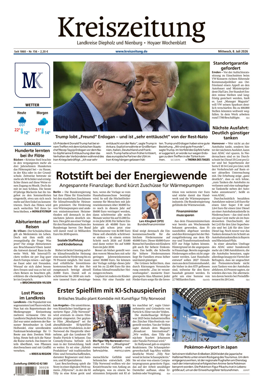 Kreiszeitung Bruchh.-Vilsen/Hoya vom Mittwoch, 08.07.2026