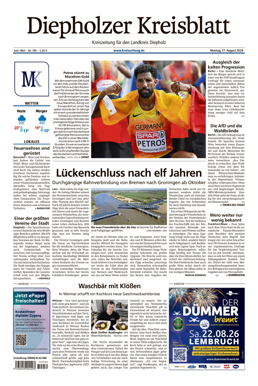 Diepholzer Kreisblatt vom Montag, 17.08.2026