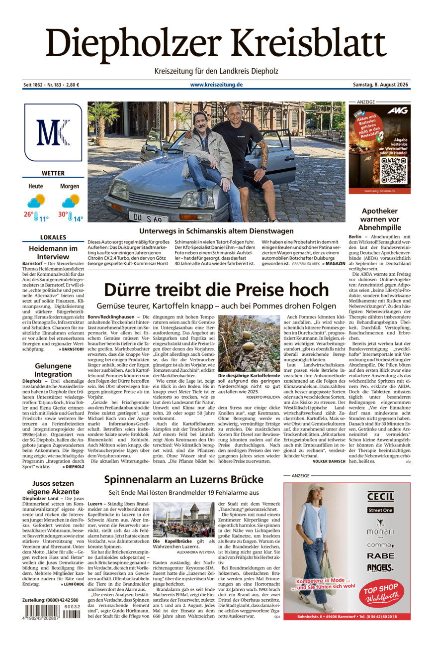 Diepholzer Kreisblatt vom Samstag, 08.08.2026
