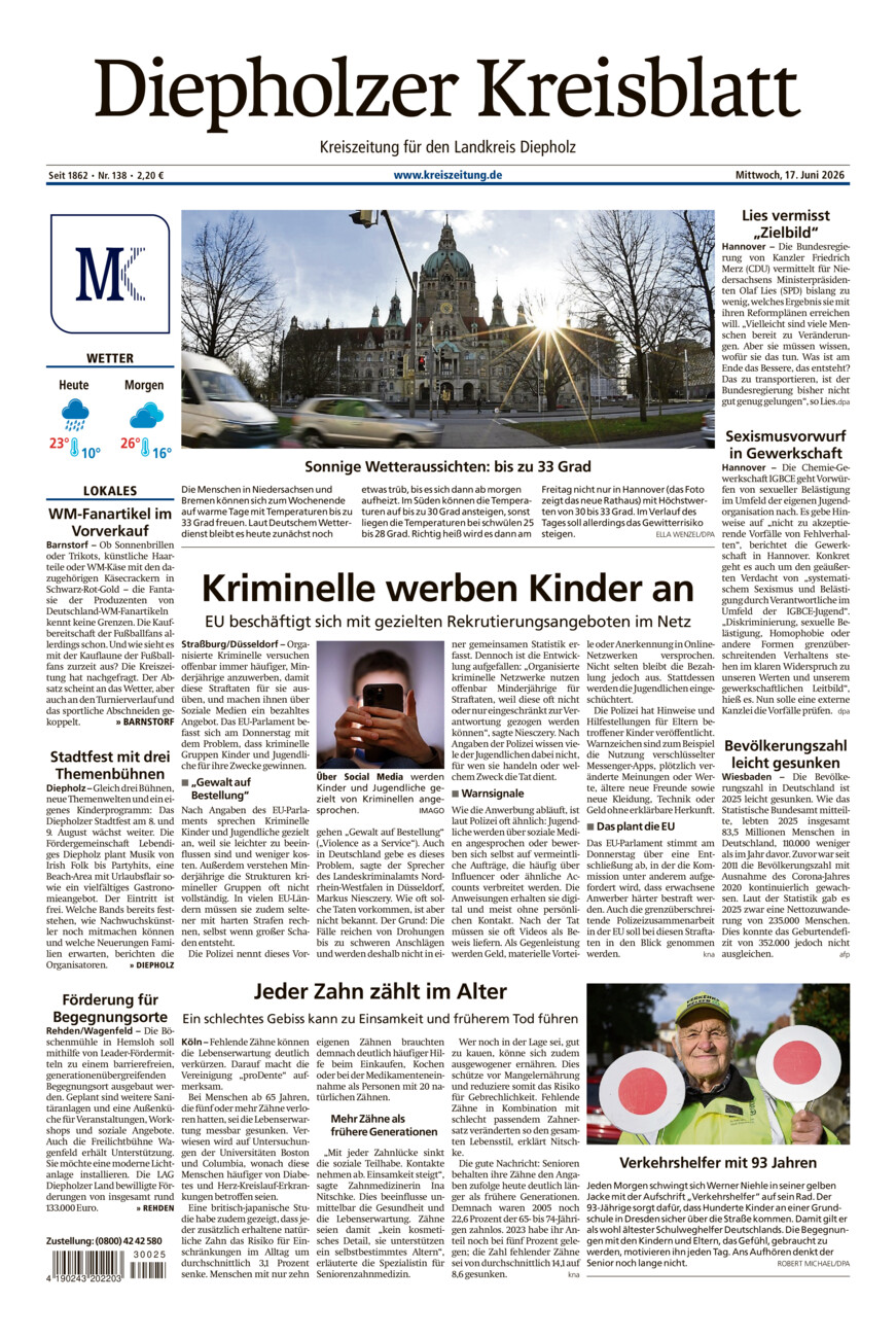 Diepholzer Kreisblatt vom Mittwoch, 17.06.2026