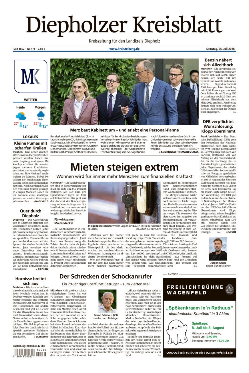 Diepholzer Kreisblatt vom Samstag, 25.07.2026