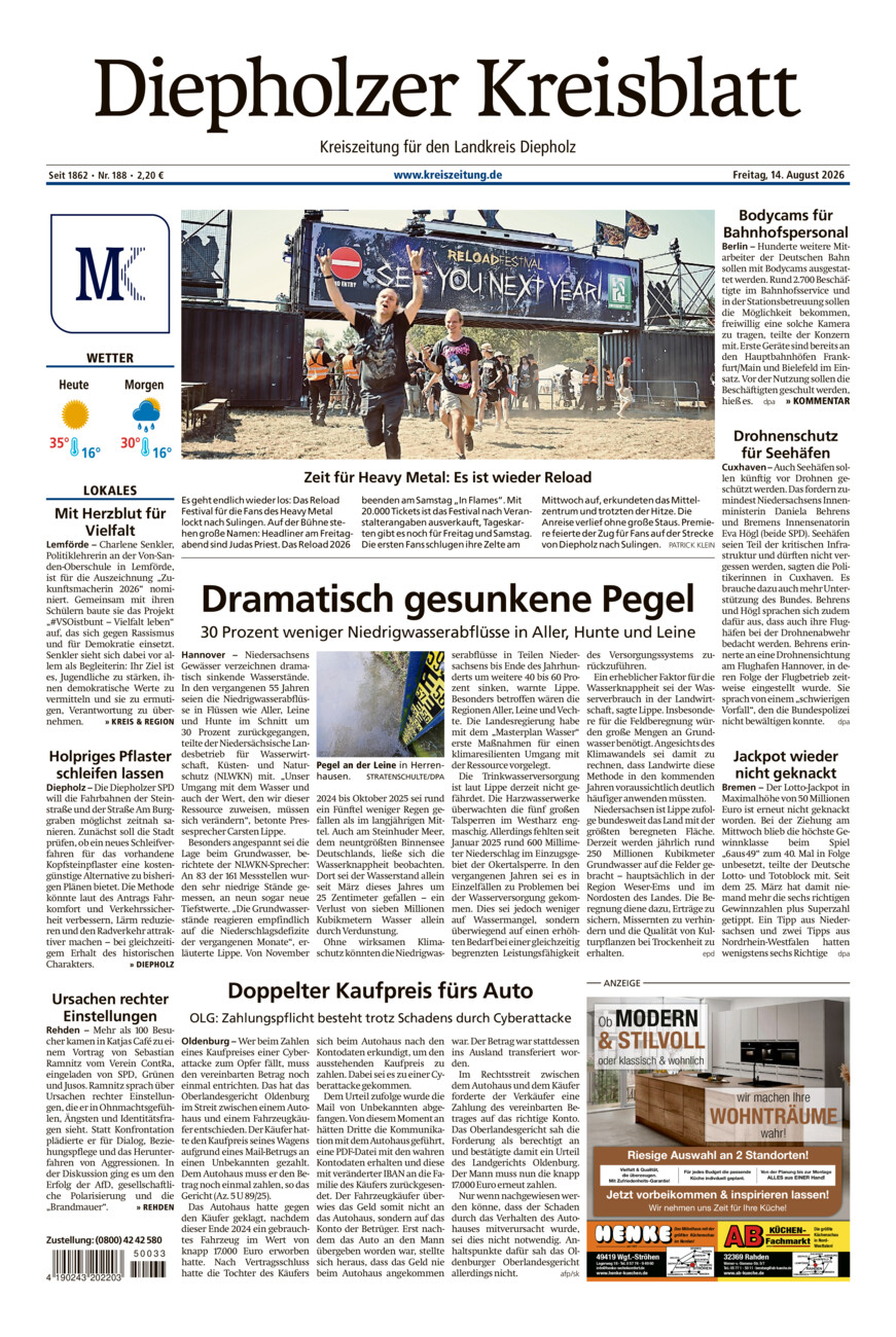 Diepholzer Kreisblatt vom Freitag, 14.08.2026
