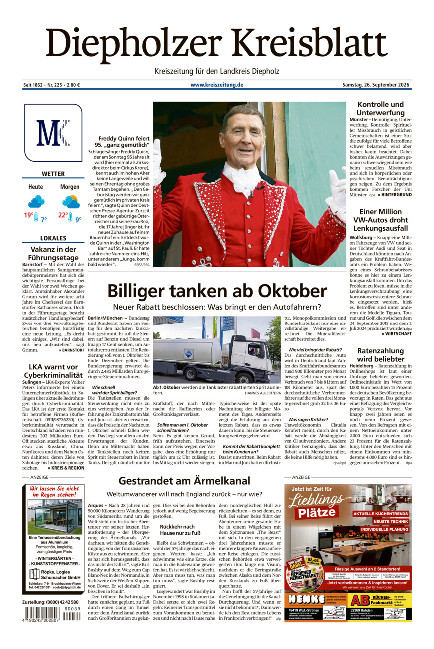 Diepholzer Kreisblatt vom Samstag, 26.09.2026