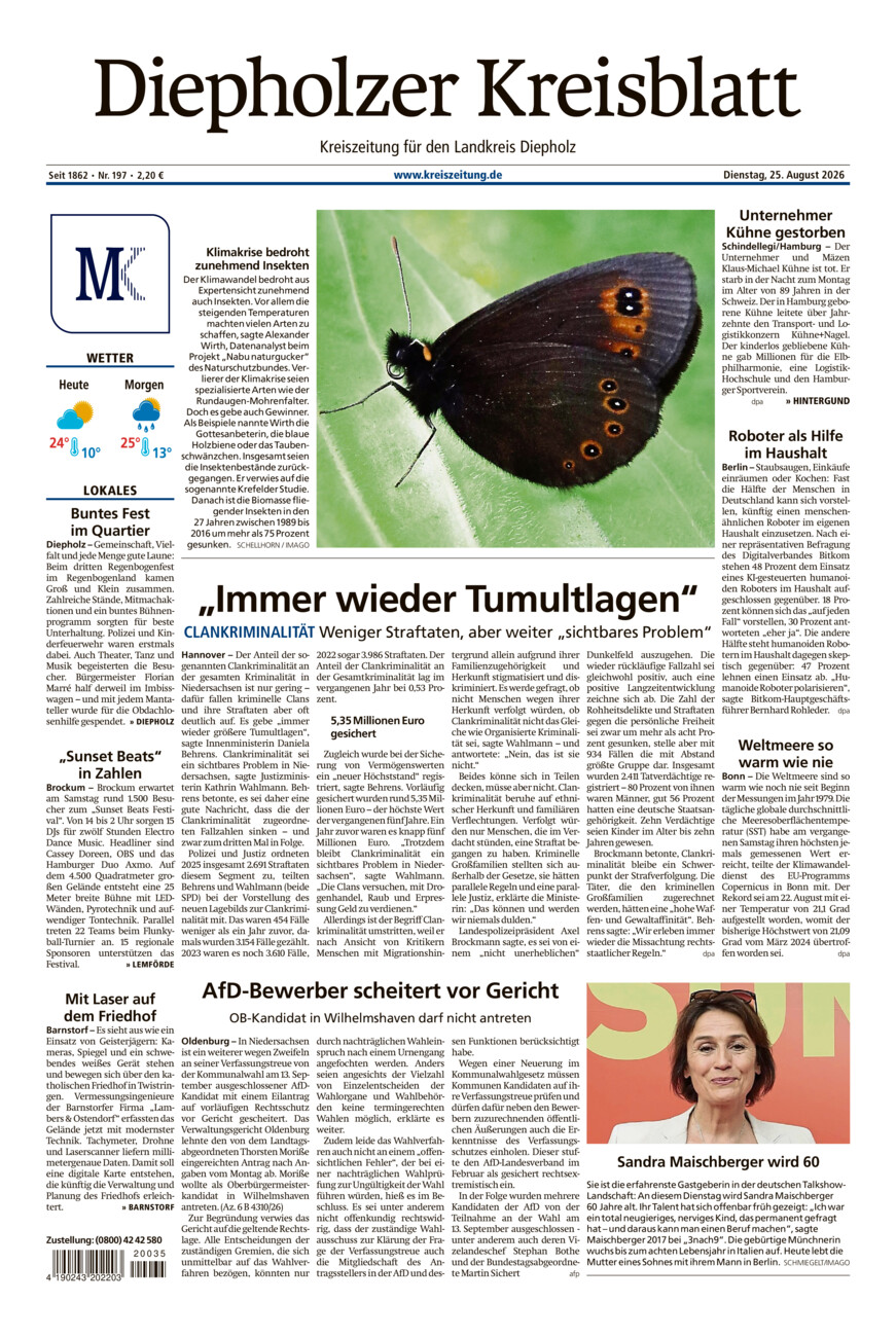 Diepholzer Kreisblatt vom Dienstag, 25.08.2026