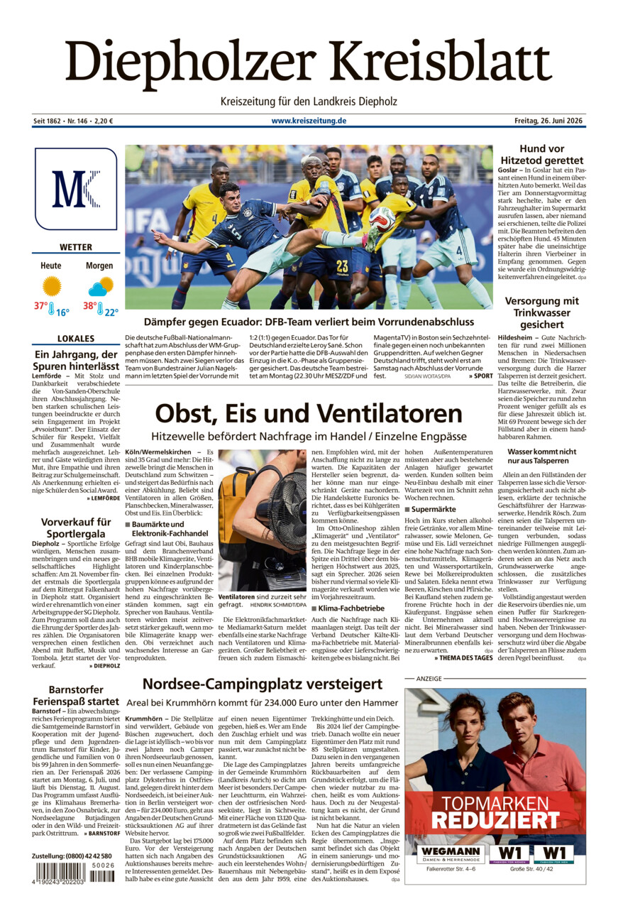 Diepholzer Kreisblatt vom Freitag, 26.06.2026