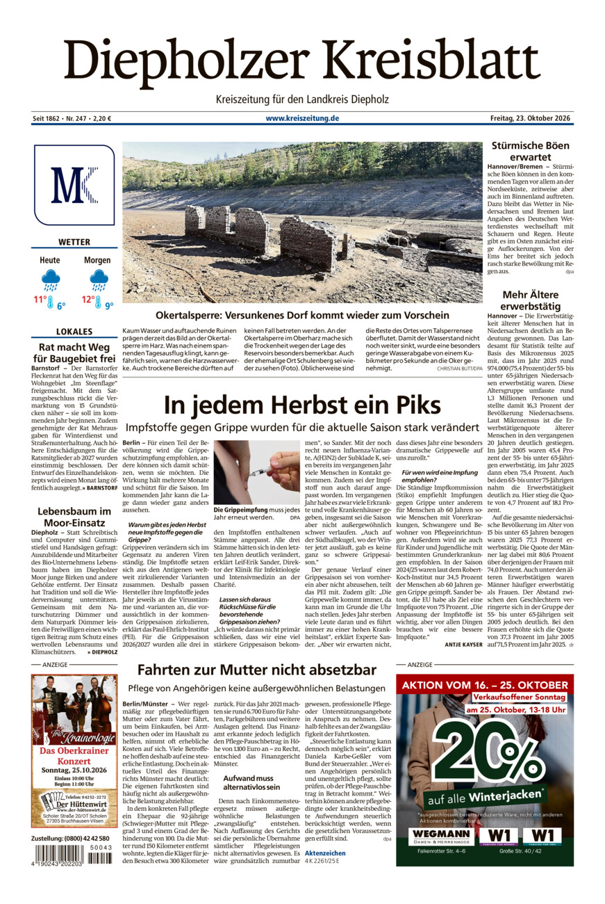 Diepholzer Kreisblatt vom Freitag, 23.10.2026