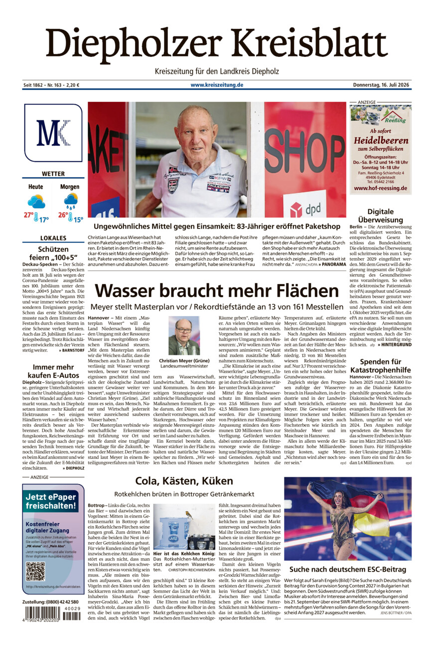 Diepholzer Kreisblatt vom Donnerstag, 16.07.2026