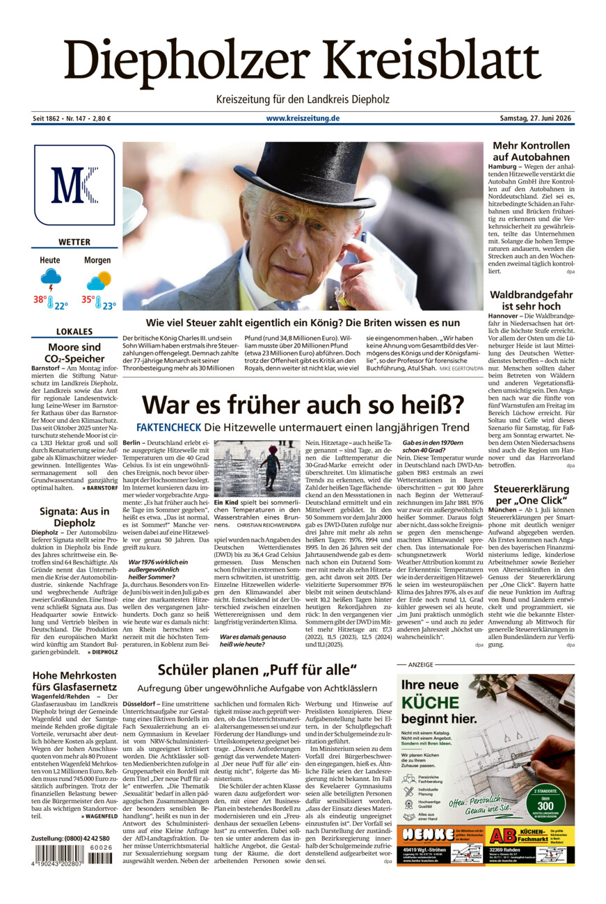 Diepholzer Kreisblatt vom Samstag, 27.06.2026