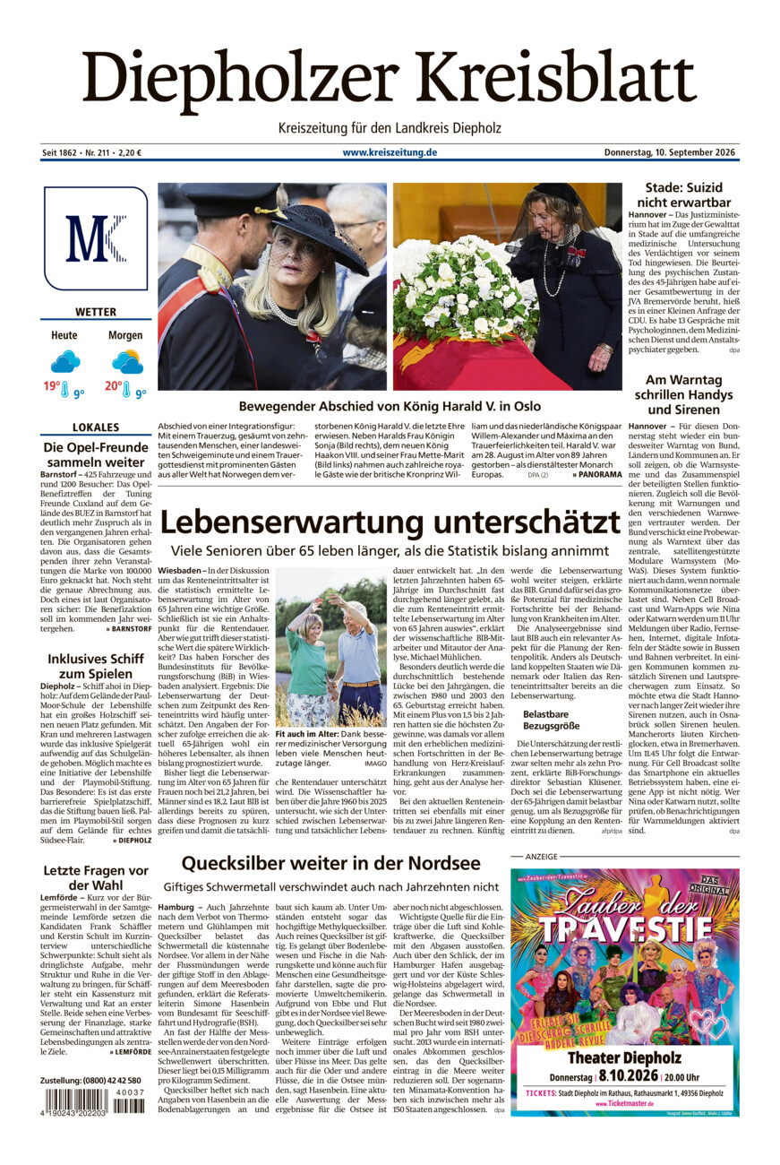 Diepholzer Kreisblatt vom Donnerstag, 10.09.2026