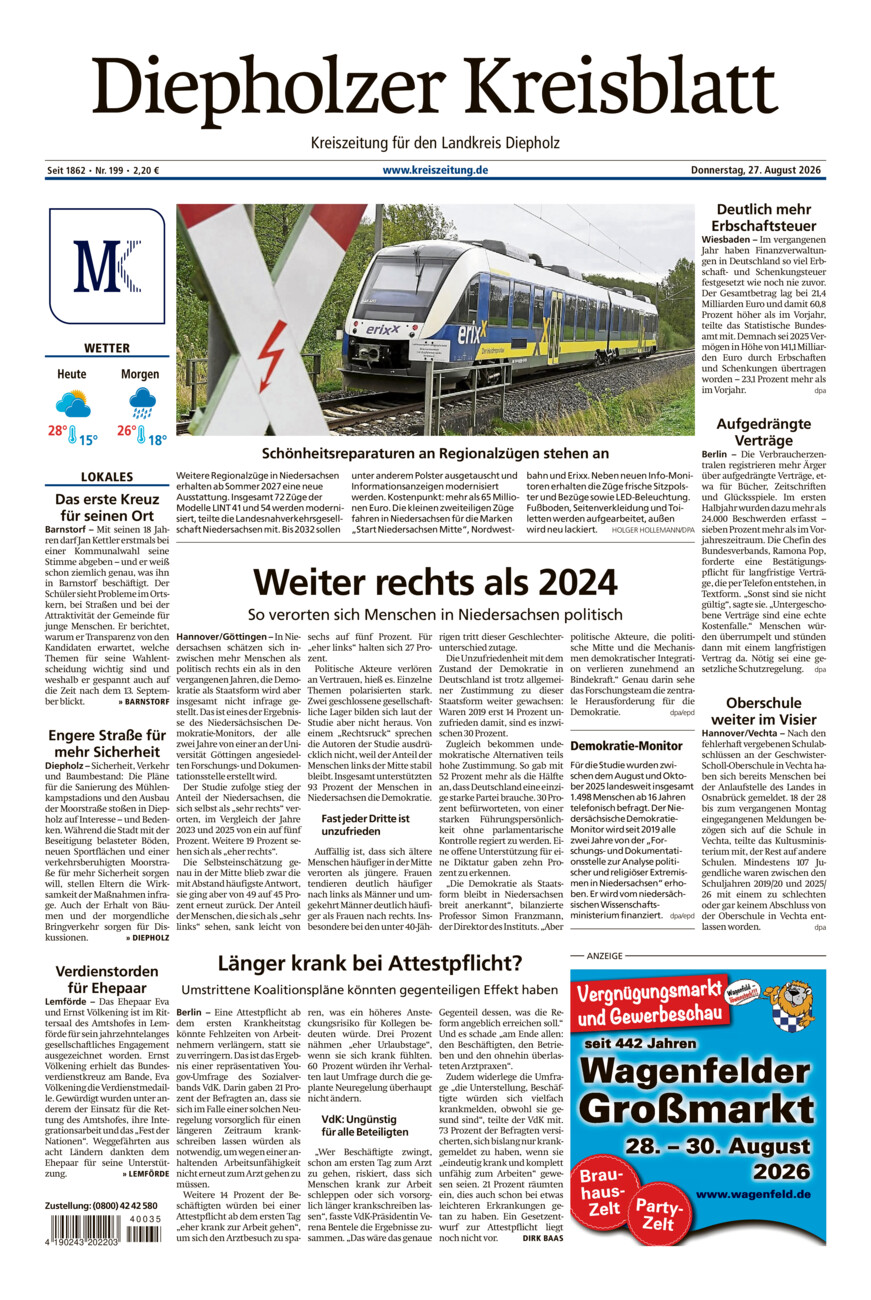 Diepholzer Kreisblatt vom Donnerstag, 27.08.2026