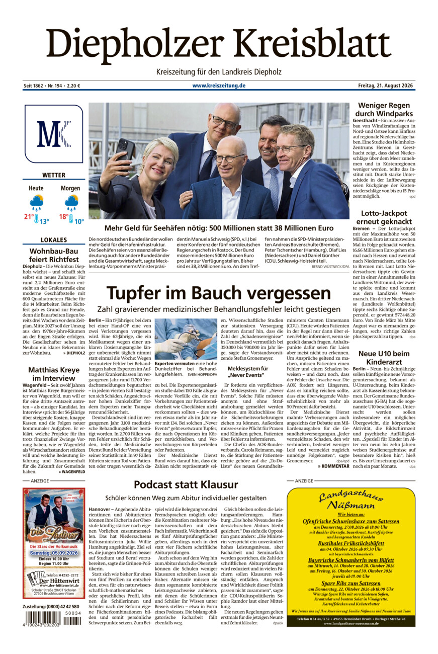 Diepholzer Kreisblatt vom Freitag, 21.08.2026