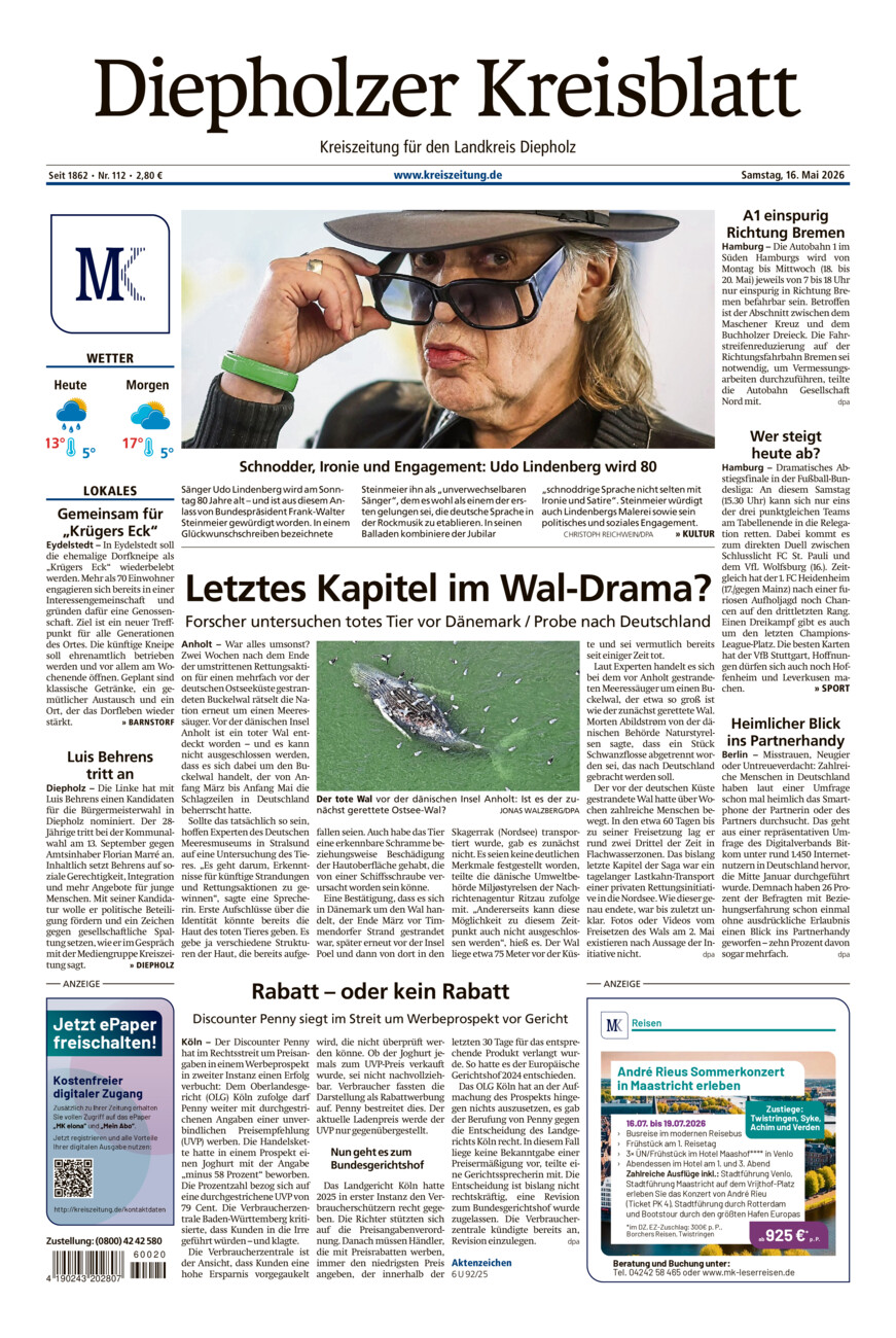 Diepholzer Kreisblatt vom Samstag, 16.05.2026