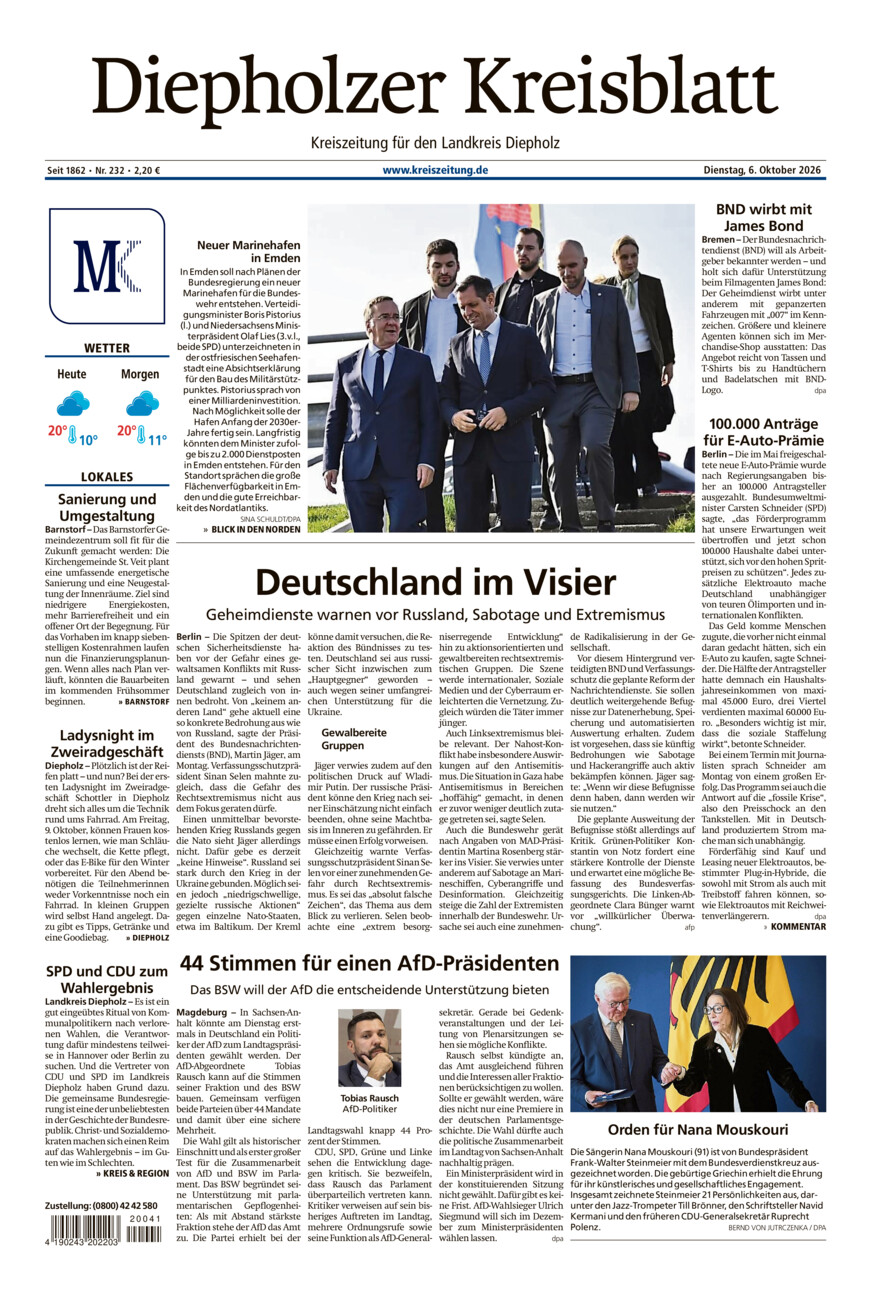 Diepholzer Kreisblatt vom Dienstag, 06.10.2026