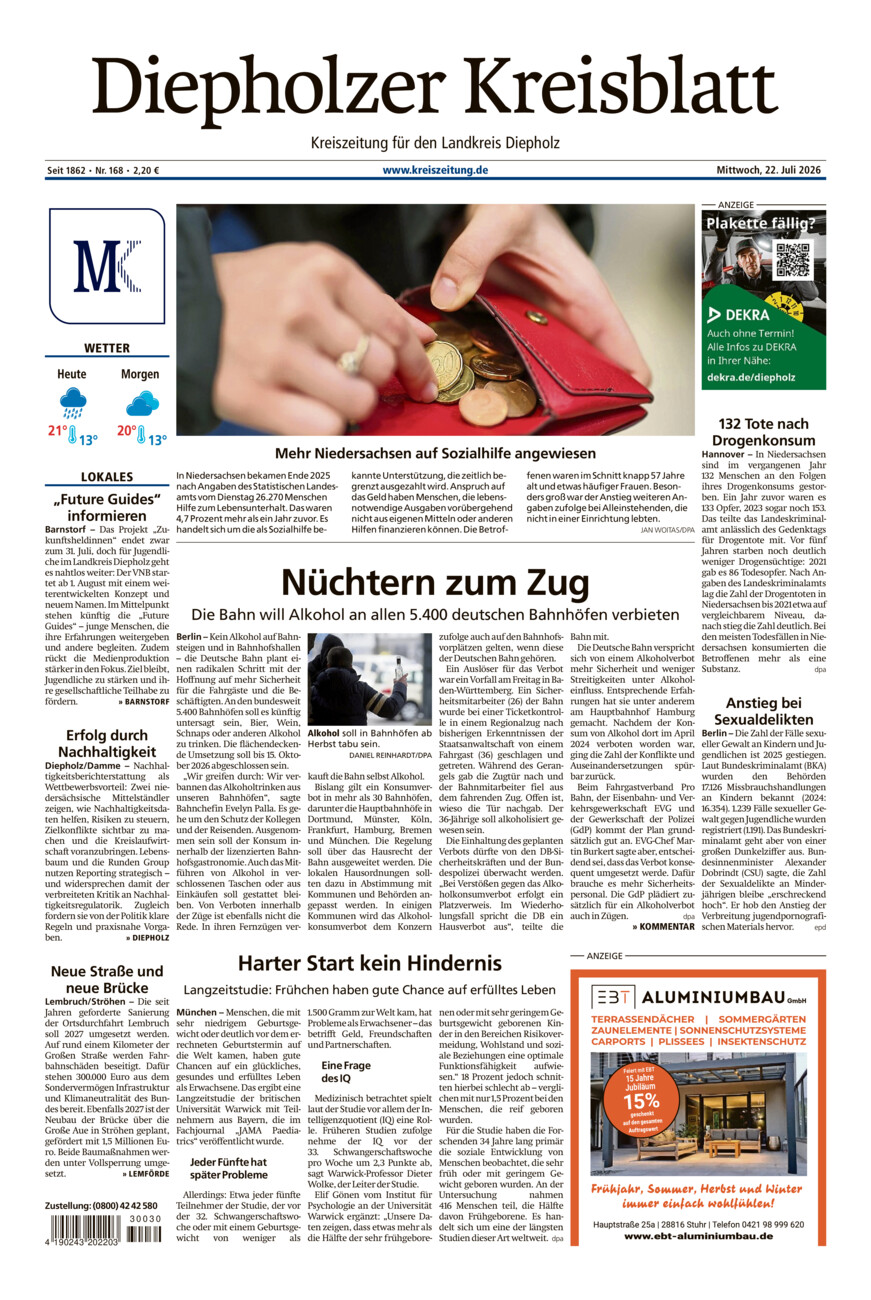Diepholzer Kreisblatt vom Mittwoch, 22.07.2026