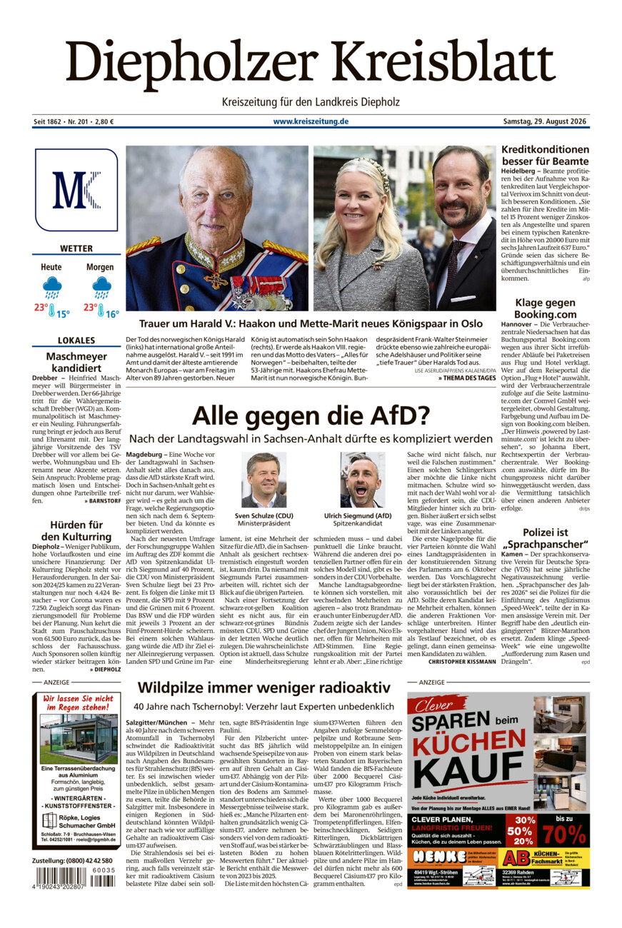 Diepholzer Kreisblatt vom Samstag, 29.08.2026