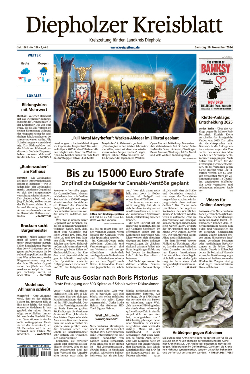 Diepholzer Kreisblatt vom Samstag, 16.11.2024