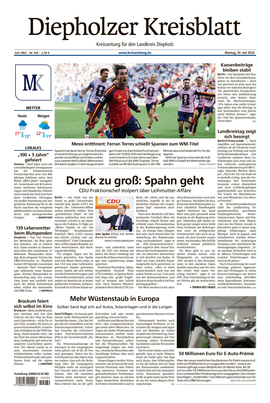 Diepholzer Kreisblatt vom Montag, 20.07.2026