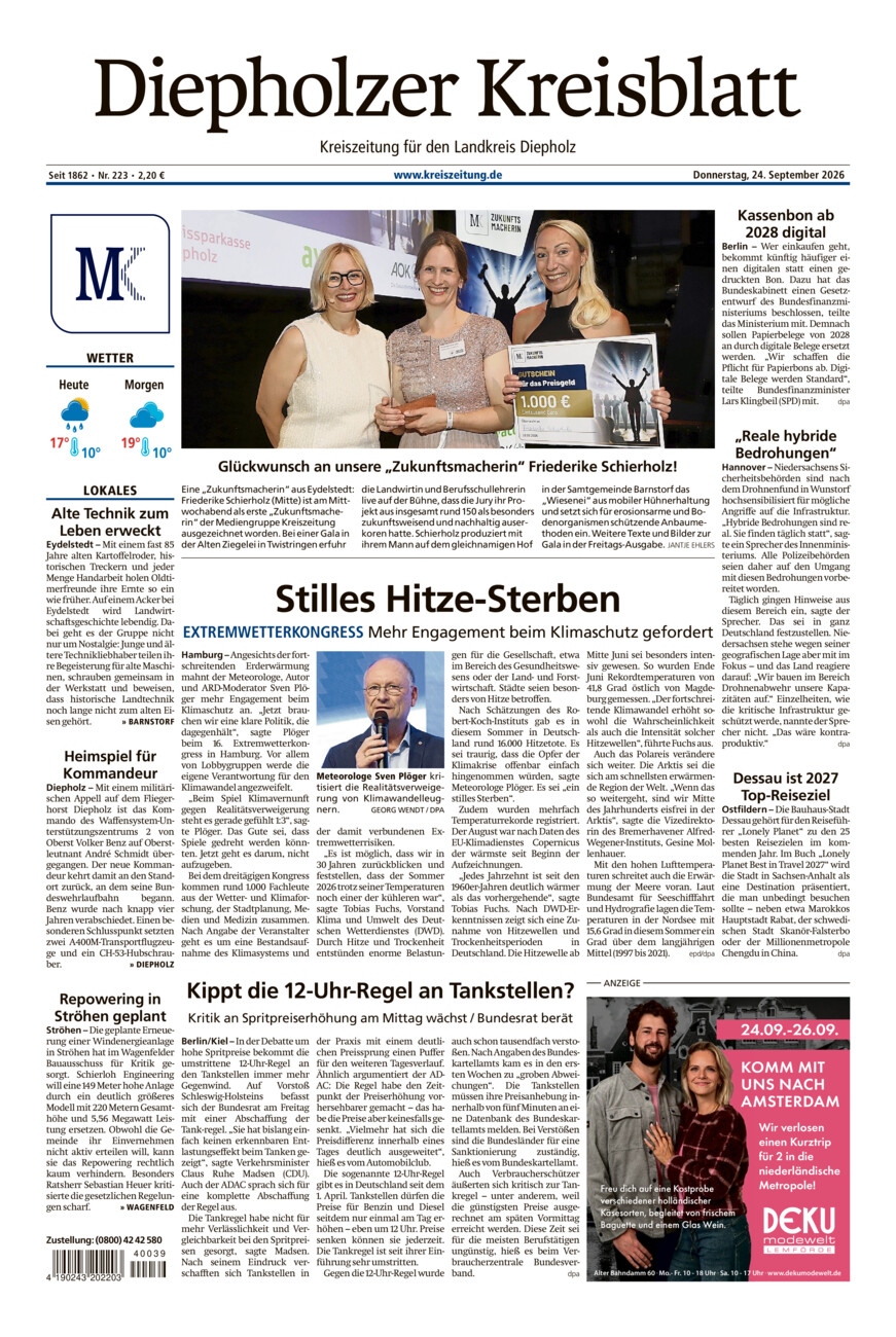 Diepholzer Kreisblatt vom Donnerstag, 24.09.2026