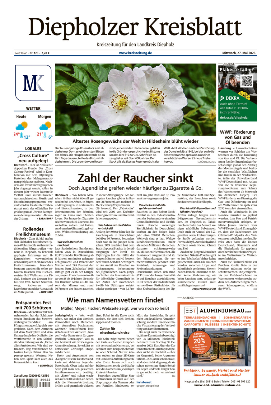 Diepholzer Kreisblatt vom Mittwoch, 27.05.2026