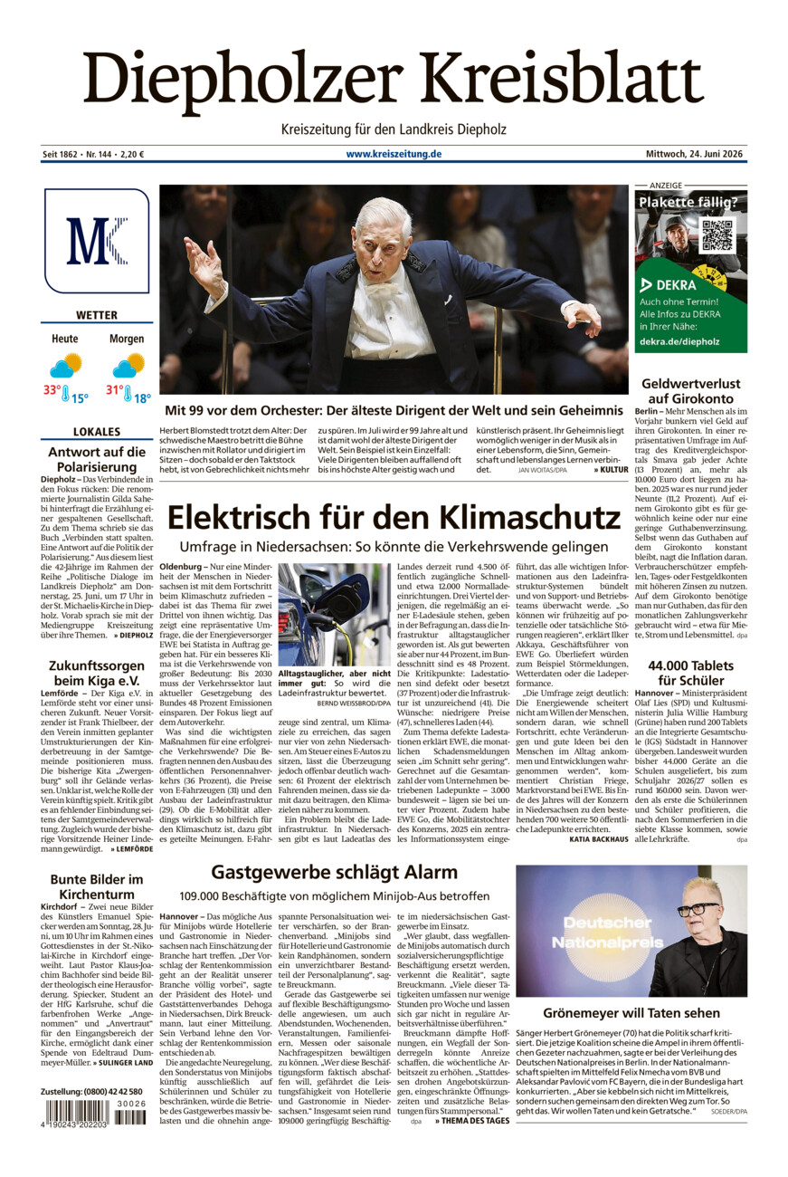 Diepholzer Kreisblatt vom Mittwoch, 24.06.2026