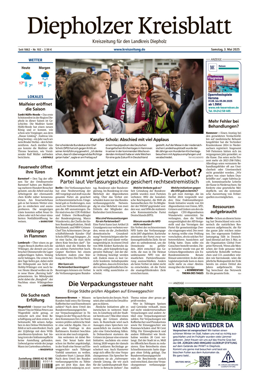Diepholzer Kreisblatt vom Samstag, 03.05.2025