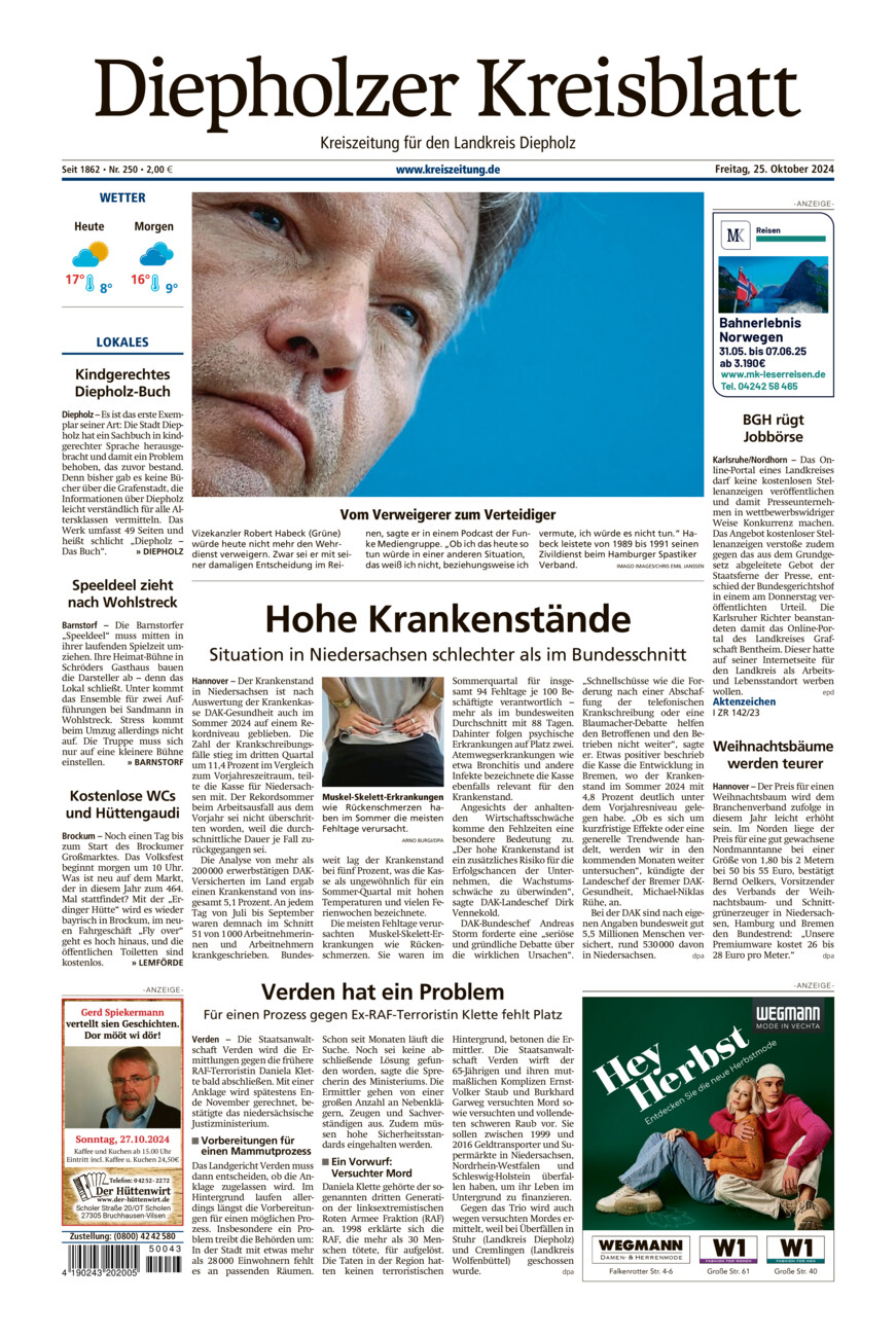 Diepholzer Kreisblatt vom Freitag, 25.10.2024