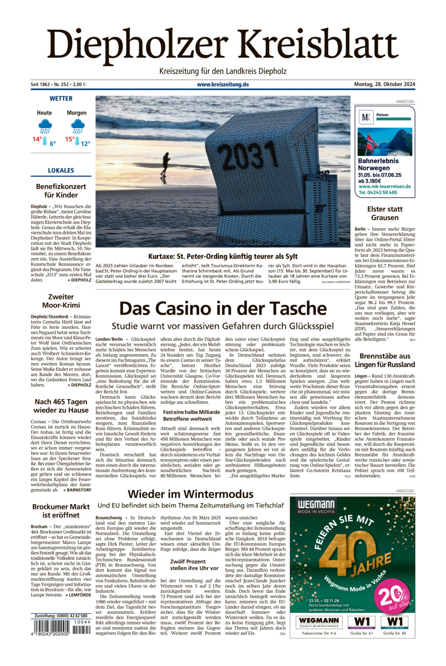 Diepholzer Kreisblatt vom Montag, 28.10.2024