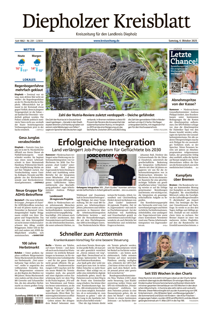 Diepholzer Kreisblatt vom Samstag, 04.10.2025