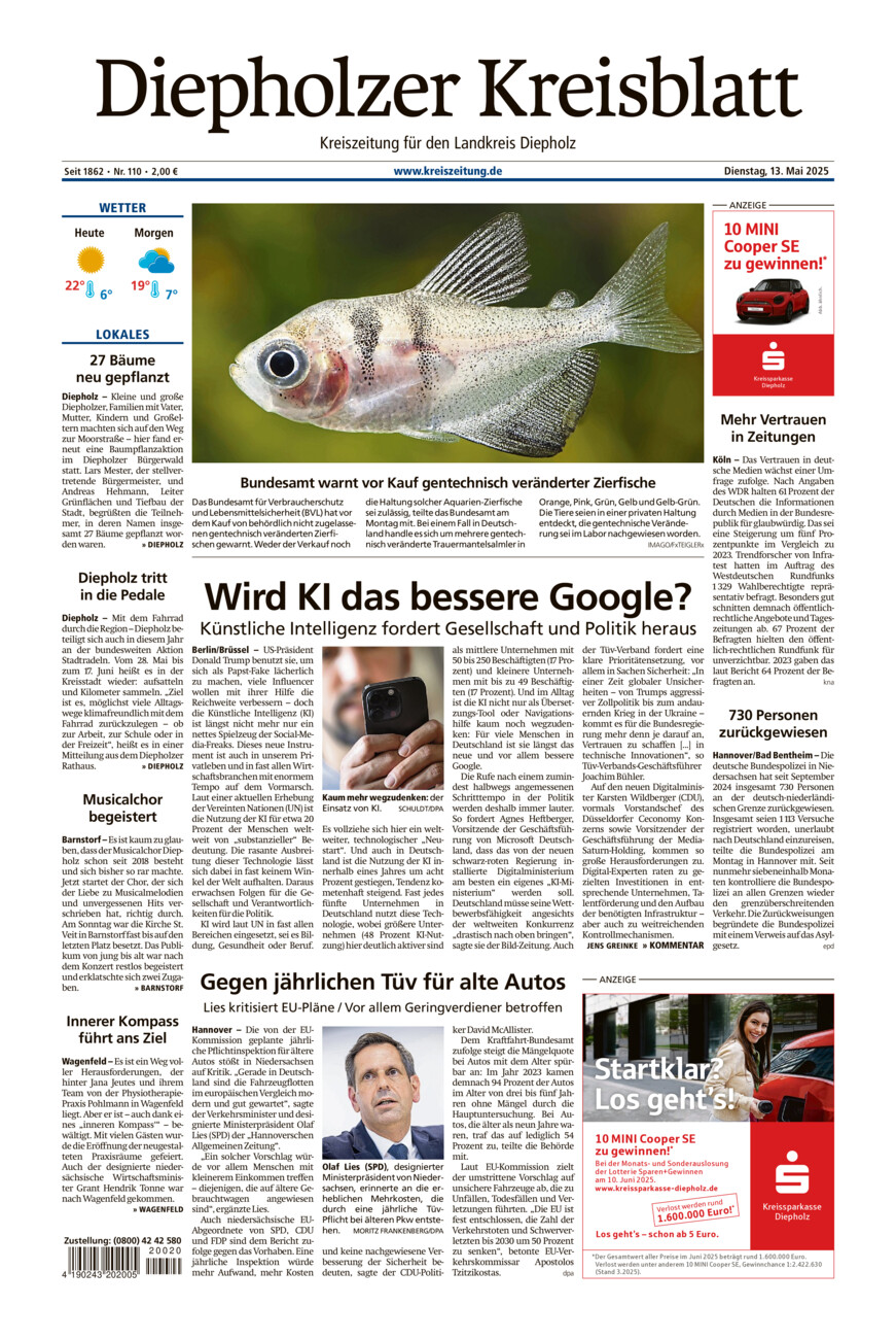 Diepholzer Kreisblatt vom Dienstag, 13.05.2025