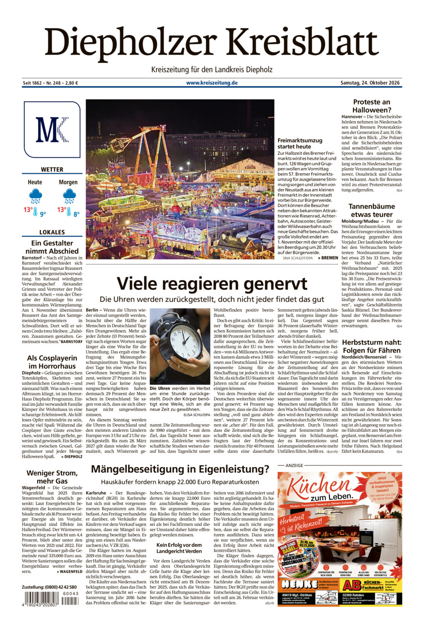 Diepholzer Kreisblatt vom Samstag, 24.10.2026