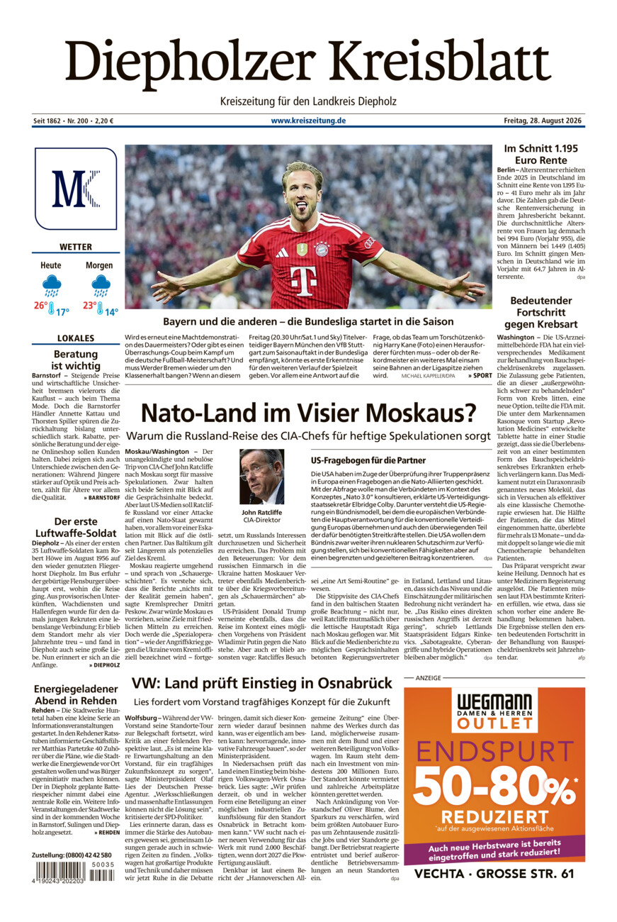 Diepholzer Kreisblatt vom Freitag, 28.08.2026