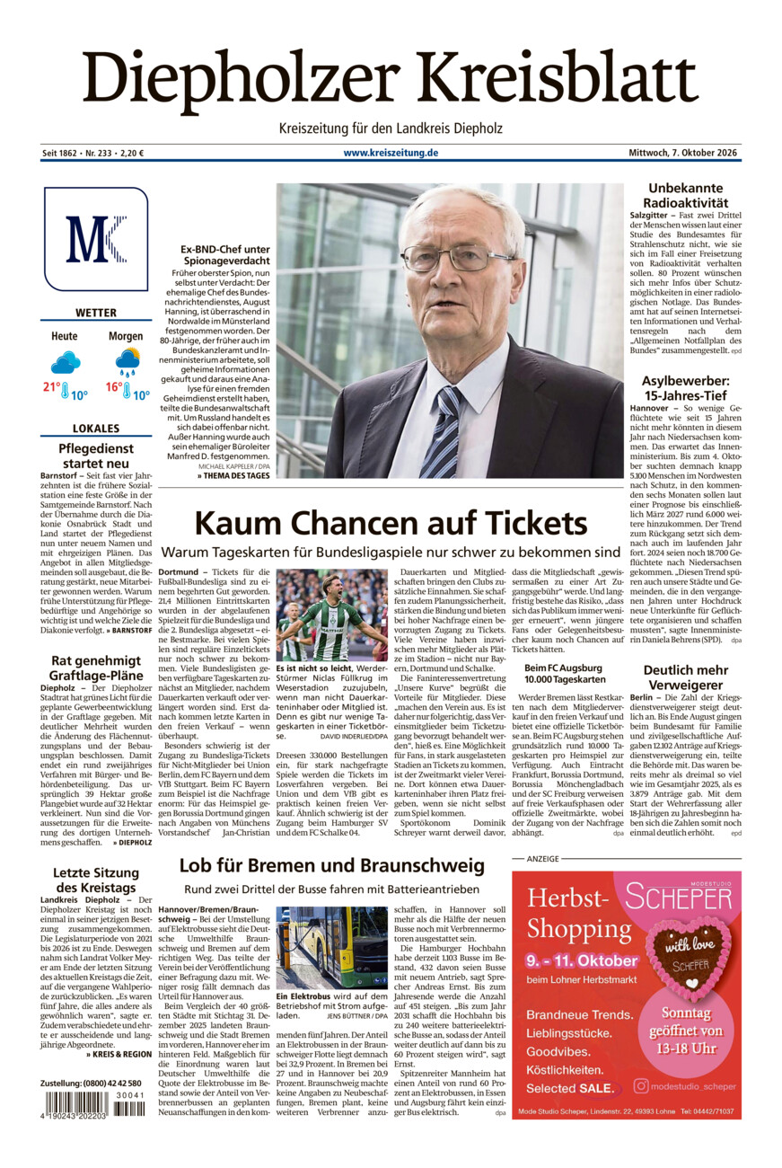 Diepholzer Kreisblatt vom Mittwoch, 07.10.2026