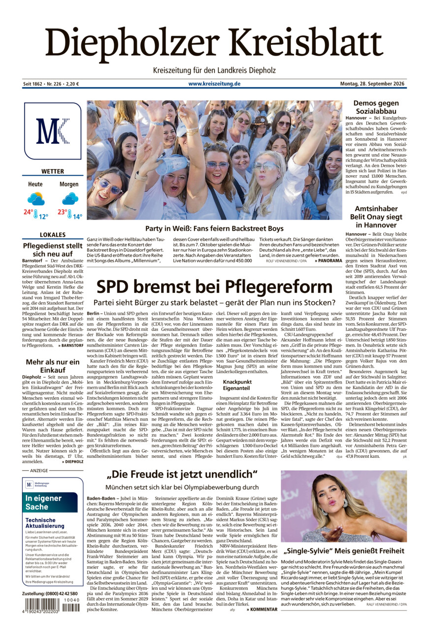 Diepholzer Kreisblatt vom Montag, 28.09.2026