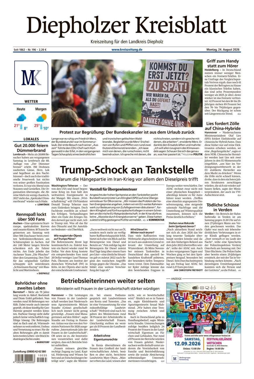 Diepholzer Kreisblatt vom Montag, 24.08.2026