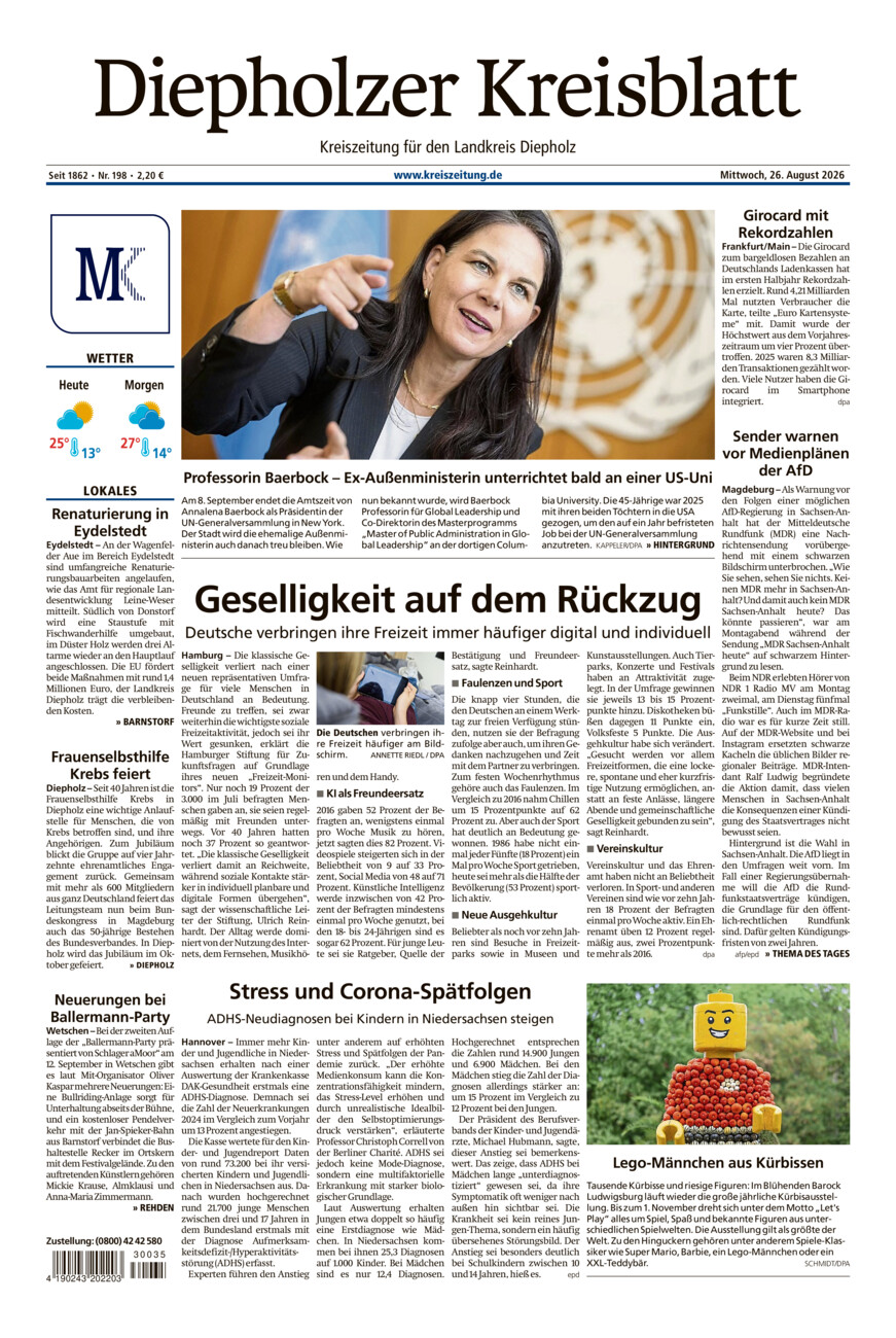 Diepholzer Kreisblatt vom Mittwoch, 26.08.2026