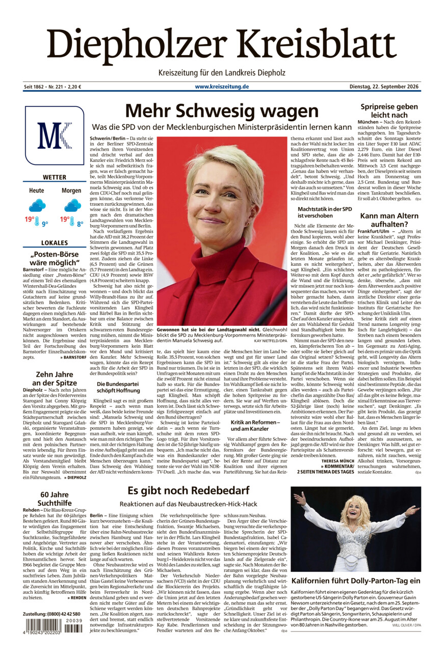 Diepholzer Kreisblatt vom Dienstag, 22.09.2026